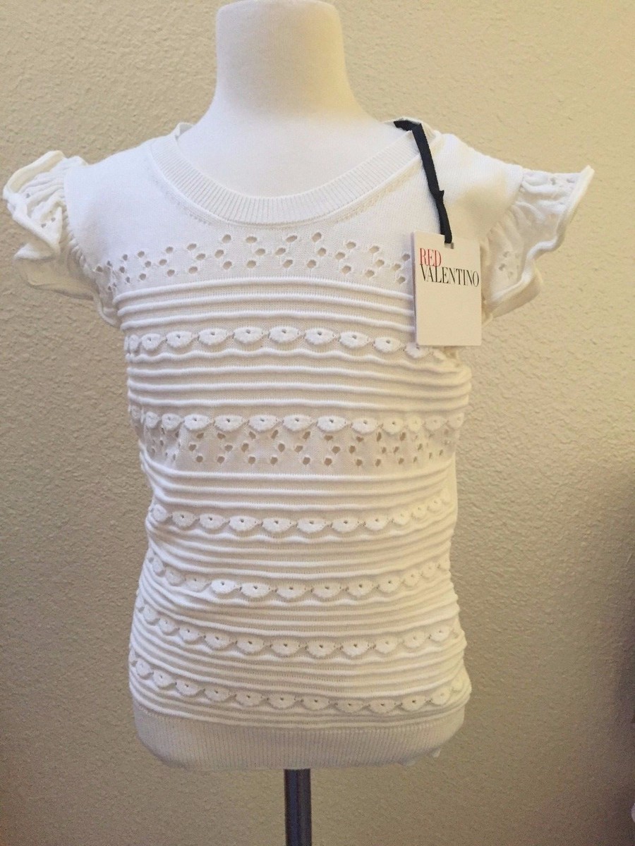 NWT Authentic ITALY RED VALENTINO Flutter Ruffle Sleeve Eyelet