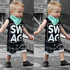 Baby Boys Kids T-shirt Tops Pants Wave Printed Shorts Summer Clothes Outfits Set
