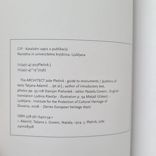 Book The Architect Joze Plecnik Guide to Monuments in English Heritage Series - Picture 8 of 12