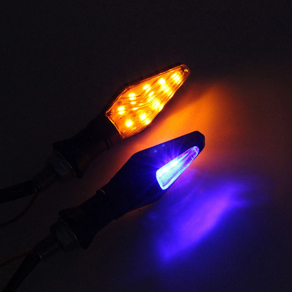 Indicador de dirección de doble color general para moto 12 LED amarillo+azul Foto 3 de 4