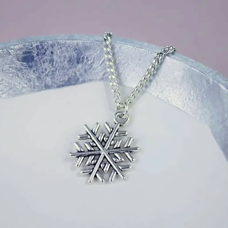 Collana Con Ciondolo Fiocco Di Neve In Acciaio Inox | Regolabile 45+5 Cm | Gioiello Inalterabile Per Donna | Idea Regalo