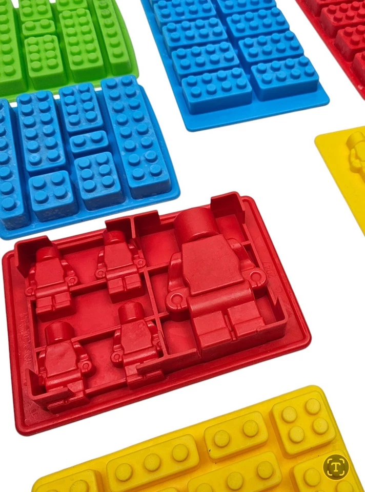 Lot of 8 Lego Brick Mini Fig Silicone Molds Candy Modern Gummy Ice Cube Tray - Image 4 of 4