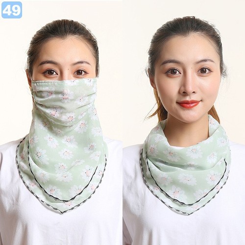 LADIES FACE MASK SHIELD FLORAL WASHABLE SCARF CHIFFON BANDANA NECK GAITER PINK  - Picture 12 of 18