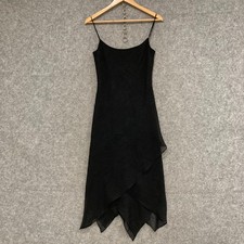 VINTAGE Guava Womens Dress Size 8 Black Ruffle Sleeveless Midi Party 37135