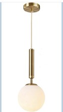 Mid Century Modern Globe Pendant Light Opal Glass Hanging Light Fixture