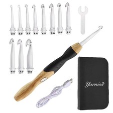 11 Sizes Lighted Crochet Hooks Set - Light Up Crochet Hooks with CaseRecharge...