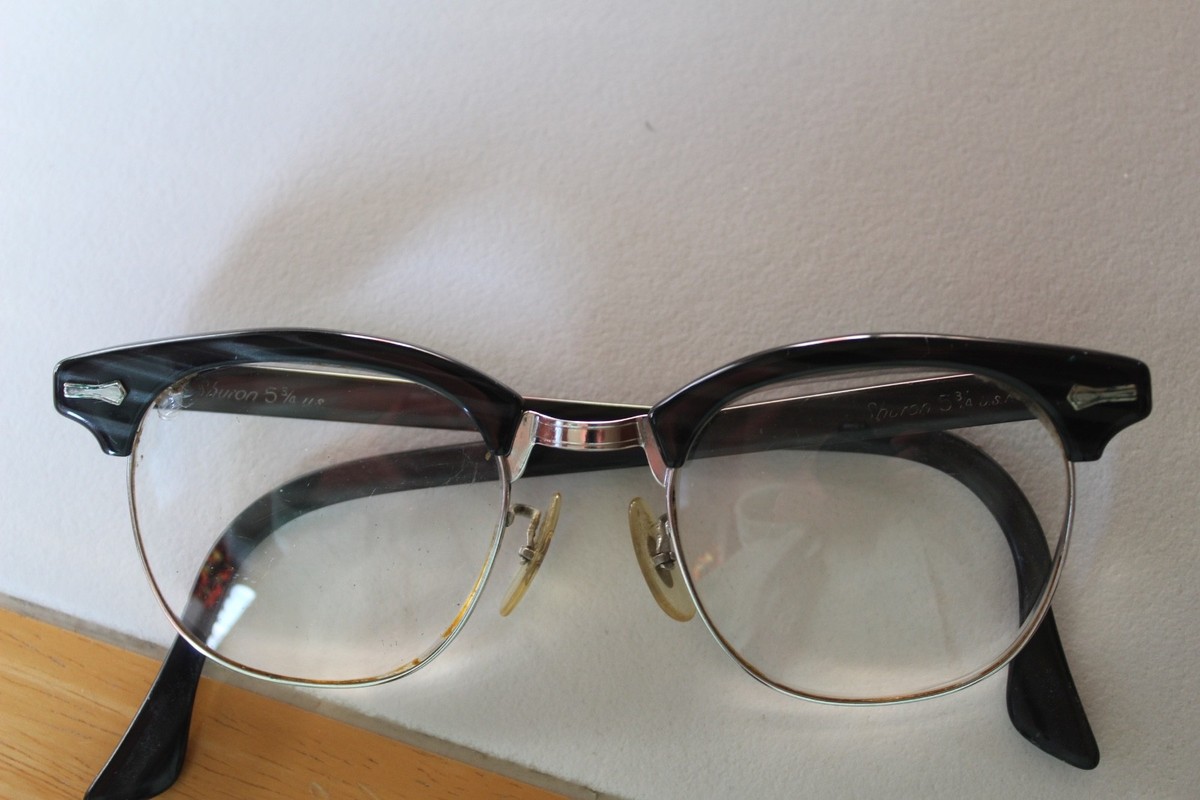 s/c shuron eyeglass frames browline vintage horn rim 46- 20 