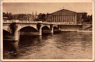Paris Chamber of Deputies Concorde Bridge Antique Postcard 1930 [AB]