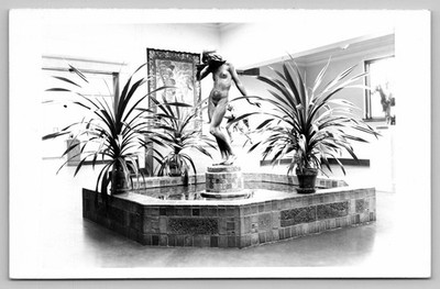 Vintage Drinking Girl Statue Postcard from Reading Museum PA RPPC