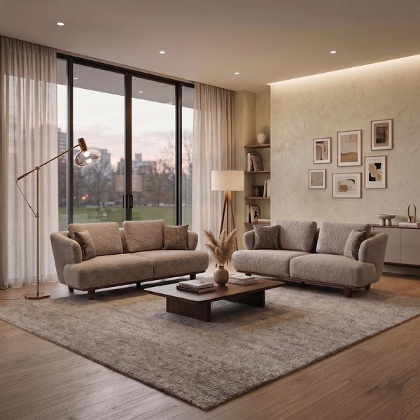 Sofa Set 2X 3 Sitzer Modern Grau Elegant Polstersofa Couch Garnitur-image