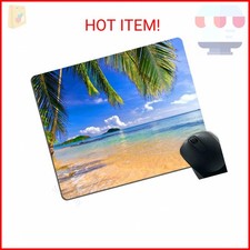 Gaming Mouse Pad Shore Palms Tropical Beach Oblong Shaped Mouse Mat Design Natur
