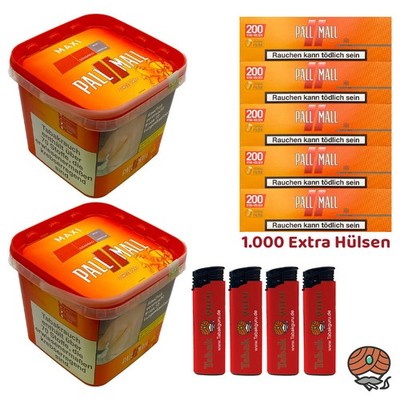 Pall Mall Tabak/Volumentabak Maxi Box 2x 310g, Allround Hülsen, Feuerz.