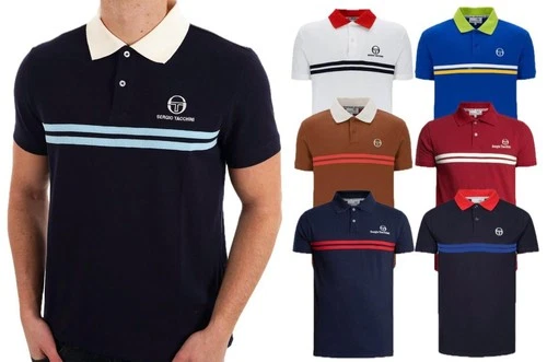 Sergio Tacchini Men's Retro Supermac Polo Shirt Cotton Collared Top New XS - 4XL
