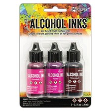 Tim Holtz Alcohol Ink .5oz 3/Pkg-Pink/Red Specturm