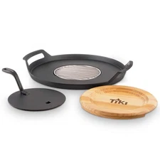 Fire Pit Griddle, Cast Iron And Grill Combo, Fits 16 In. - 21 In. Smokeless Fire