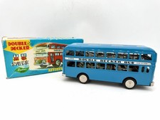 Vintage MF-185 Double Decker Bus Tin Friction Toy w Box Made in China 11  