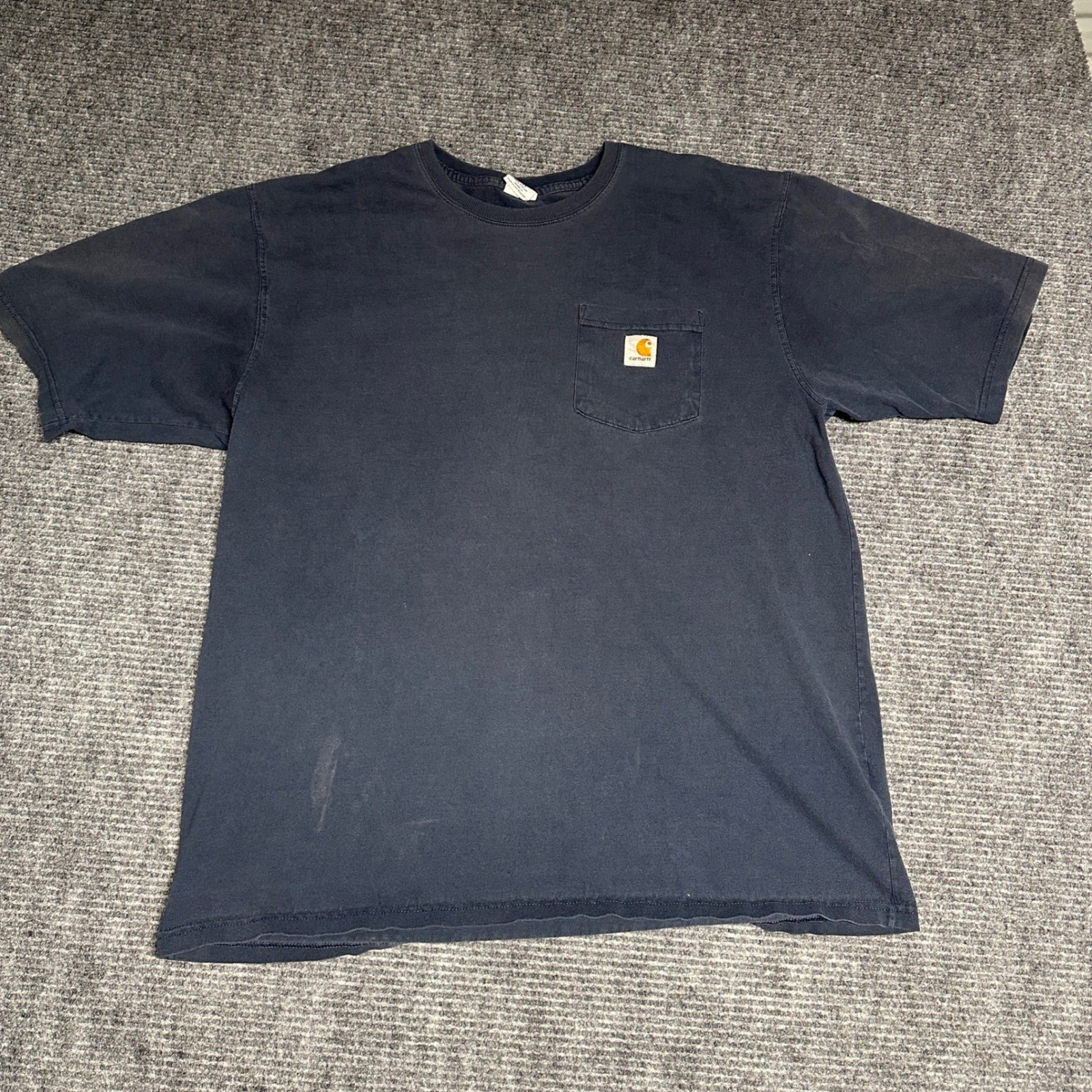Vintage Carhartt Mens L Tall Navy Blue Pocket T Shirt 100% Cotton Workwear