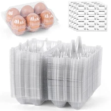 Clear Egg Cartons Bulk, Half Dozen 6 Count Empty Egg Carton Storage Container...