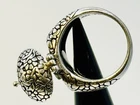 Vintage Sterling Silver Pebble Poison Pill Box Locket Ring Floral Design 10g