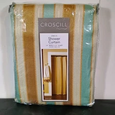 Croscill Home Aqua VERSAILLES Shower Curtain XL Stripes 72" X 75" NIP