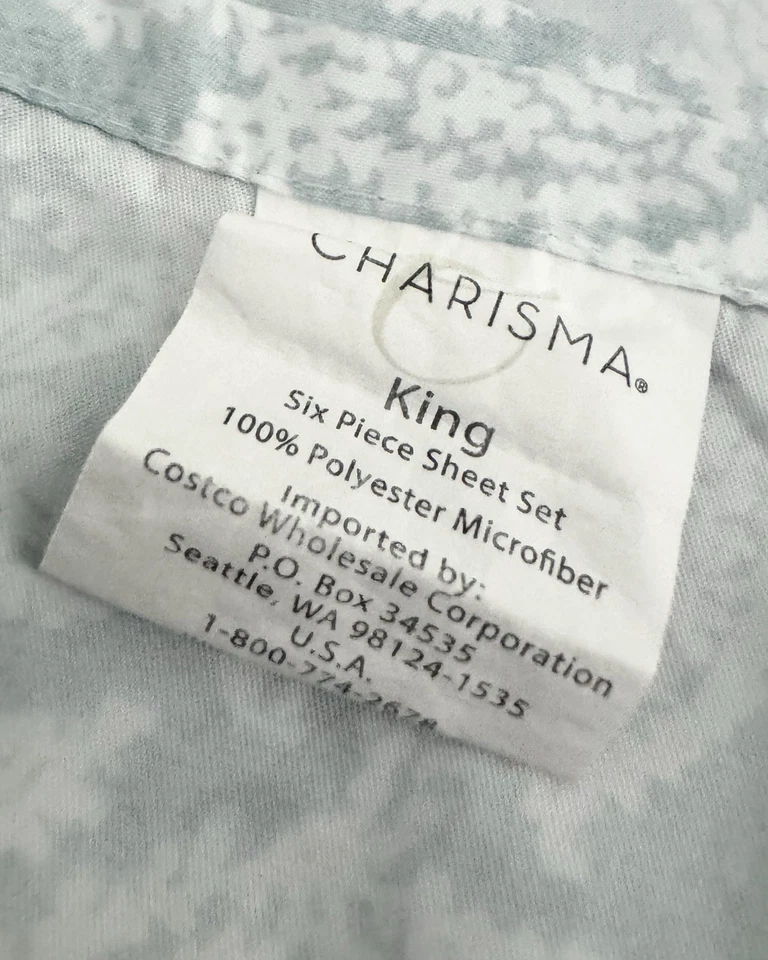 Charisma 蓝色白色佩斯利国王平整贴合床单套装聚酯纤维超细纤维 — 第 3/4 张图片