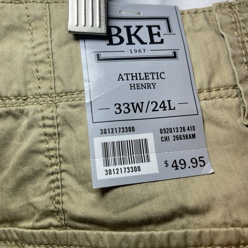 Pantaloncini cargo BKE fibbia uomo 33 Henry vestibilità atletica marrone kaki tasche cotone - Foto 9 di 11