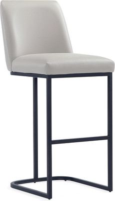 Serena 29'' Modern Bar Stool - Light Grey Faux Leather with Metal Base