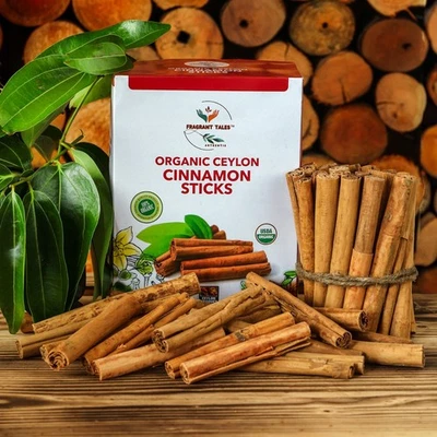 Premium Organic Ceylon Cinnamon Sticks - 1 LB (454g), USDA Certified, Non-GMO