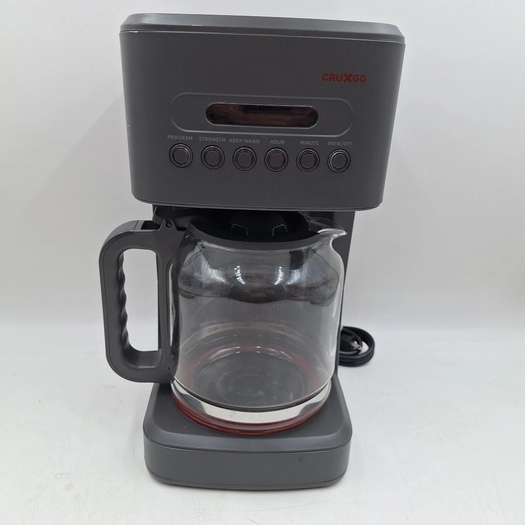 CRUXGG 14 Cup Programmable Coffee Maker w/ Customizable Brew Strength Smoke Gray