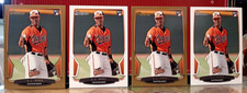 L. J. HOES 2013 BOWMAN ROOKIE #128 4-CARD LOT with 2 GOLD PARALLELS ~ ORIOLES