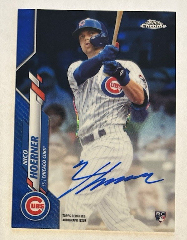 2020 Topps Chrome Nico Hoerner Rookie Autograph Blue Refractor /150