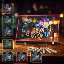 Led Note Board with 7 Colors 13.7"X10", Acrylic Dry Erase Board with Light, Dood