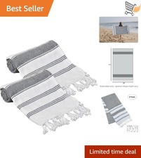 Turkish Peshtemal Beach Towels Set of 2 Oversized Cotton Bath Sheets Durable