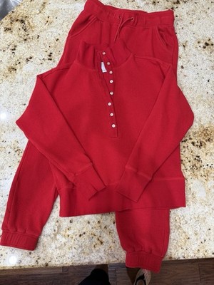Negative Waffle Knit Jogger Set Size Medium Cerise/Red