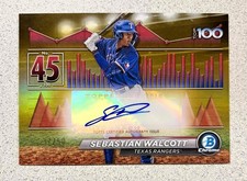 2024 Bowman Baseball SEBASTIAN WALCOTT Scouts Top 100 Gold Refractor Auto /50