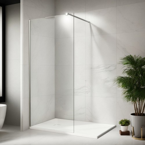 Wet Room Shower Screen With Flipper Panel Walk In Enclosure 8mm Easy Clean Glass - Picture 13 of 14