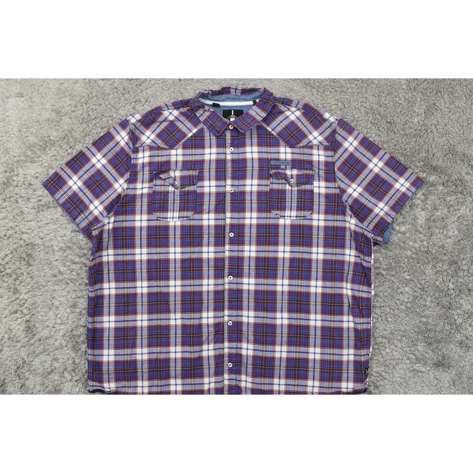 Jeans By Buffalo Men's 3XLT Big and Tall Blue Cotton Short Sleeve Shirt - Image 3 of 4