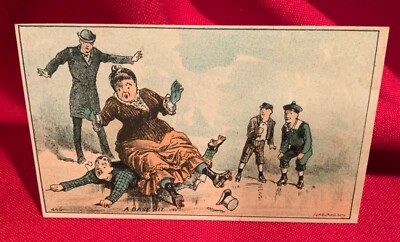 Trade Card, Don t Let Me Fall!,Roller Skating,Victorian Card,