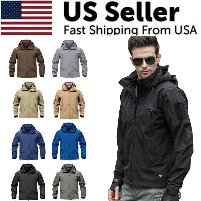 Tactical Jacket Mens Waterproof Military Coat Soft Shell Work Windbreaker Jacket