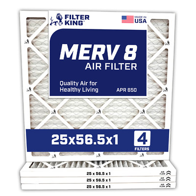 Filter King 25x56.5x1 Air Filter 4-PACK MERV 8 Actual Size 25 x 56.5 x .75''
