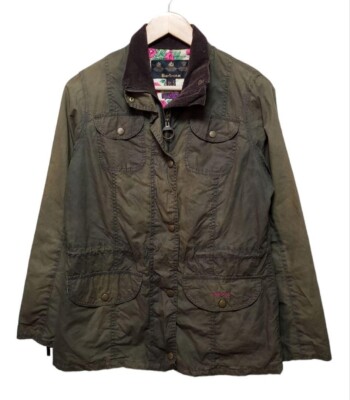 Barbour LIBERTY FLYWEIGHT Oiled Jacket green Waxed cotton size USA 8 Women