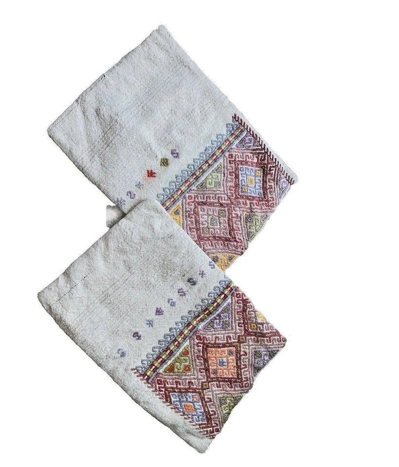 2 件老式土耳其 Kilim Shams 枕套手工编织腰部装饰器 — 第 2/4 张图片