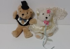 Vintage Russ Berrie 'Teddy Town' Bride Groom Bear Figurines