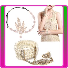 20s Gold Headband + Bracelet Ring Set 1920s Vintage Bridal Gatsby Party Costume