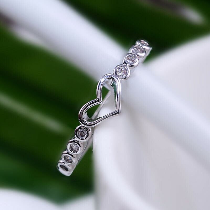 Gift Sweetheart 925 Silver Ring Women Heart Cubic Zircon Sz Gift Sweetheart 925 Silver Ring Women Heart Cubic Zircon Sz