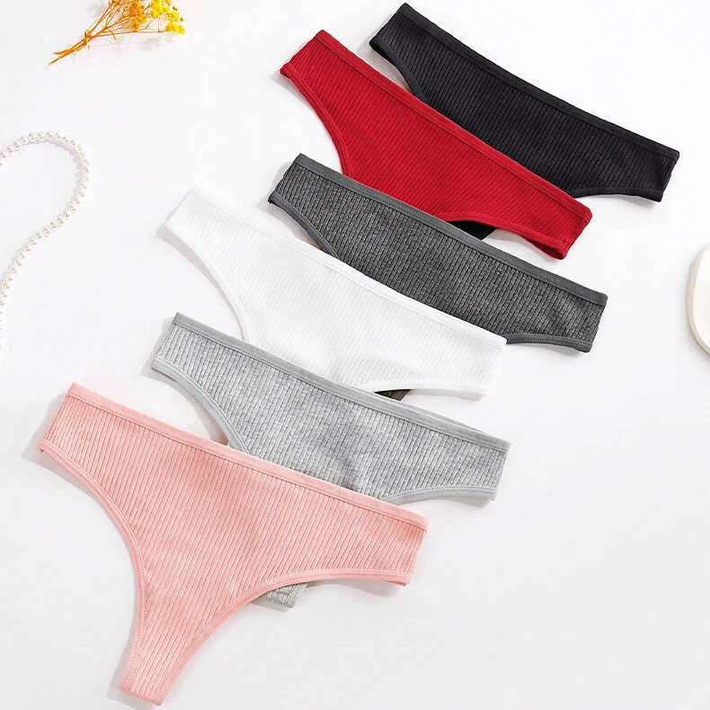 Paquete de 6 Sexy Mujer Algodón Bragas Tanga Tanga Tanga Tanga Calzoncillos Ropa Interior Lencería Foto 2 de 4