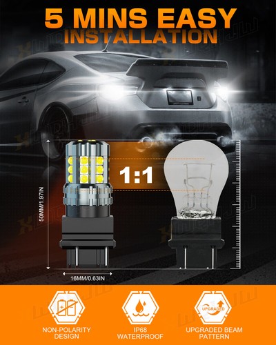 3157 LED Back Up Reverse Lights Bulbs White for Chevy Silverado 1500 1999-2013 - Picture 3 of 9