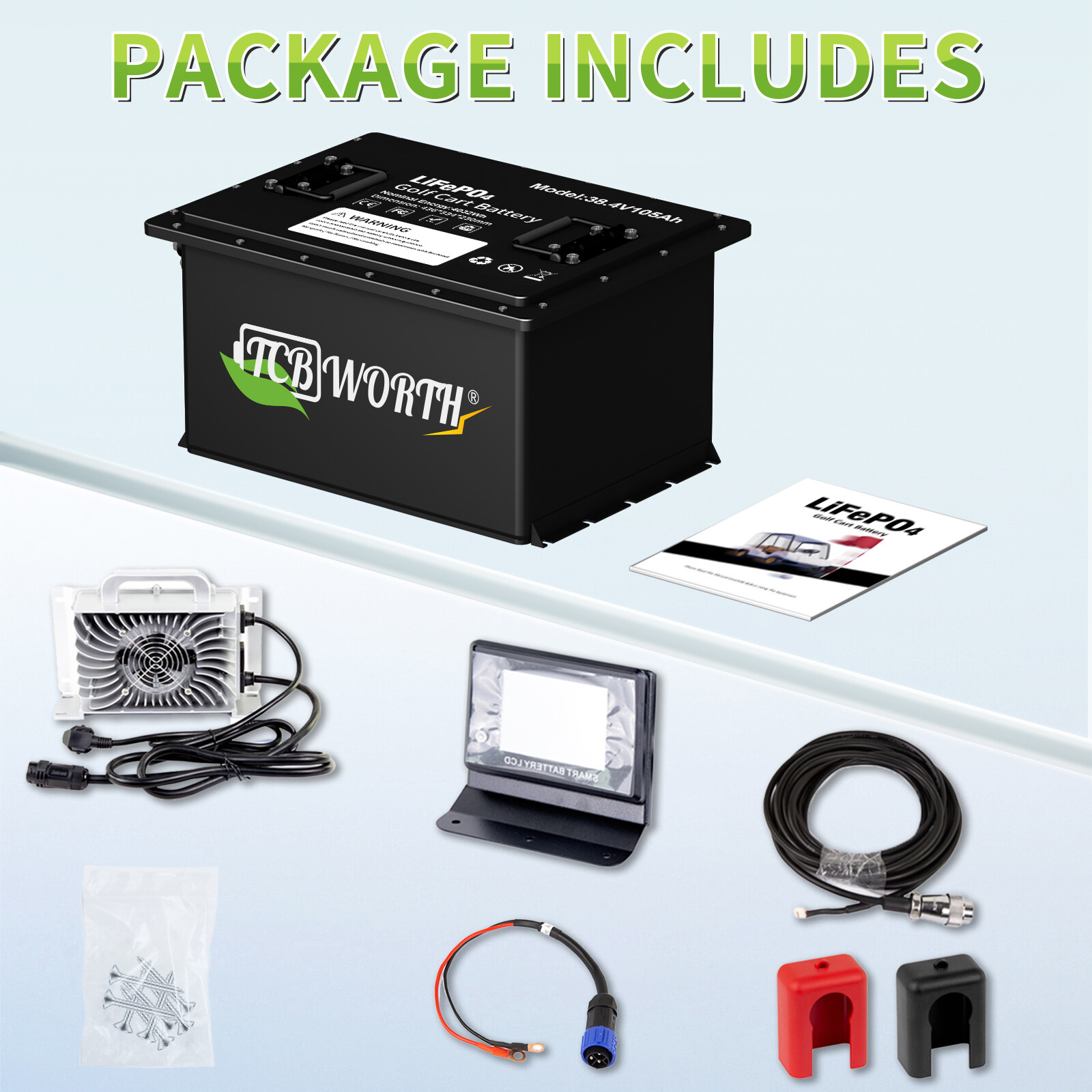 36V 105Ah Golf Cart LiFePO4 Battery 200A BMS Bluetooth for Yamaha EZGO Club Cart