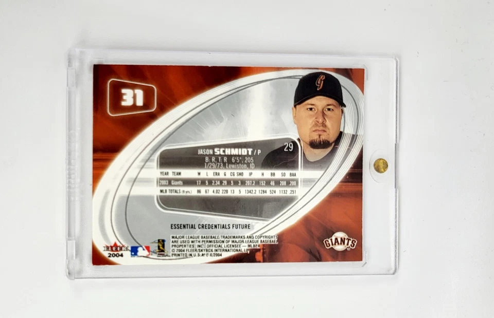ESSENTIAL CREDENTIALS FUTURE SP 2004 Fleer EX Jason Schmidt #31 SAN FRANCISCO  - Image 2 of 2