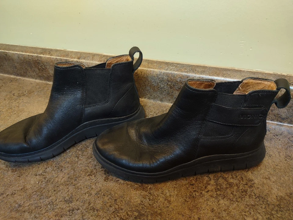 Botas Chukka Vionic Para Mujer Cuero Negro Talla 7 EU 38 Soporte Confort Foto 3 de 4